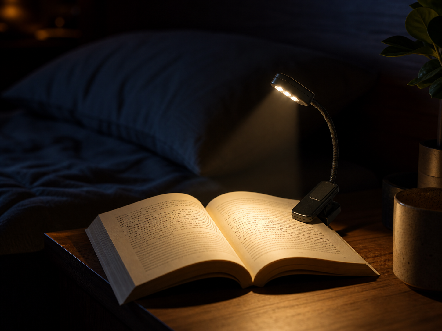 Reading setup with a soft book light